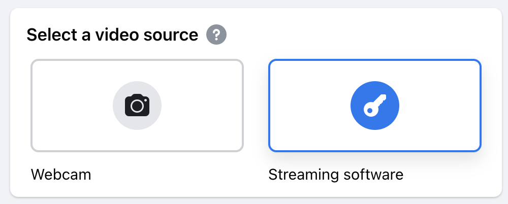 Image showing the button for selecting Streaming Software on Facebook