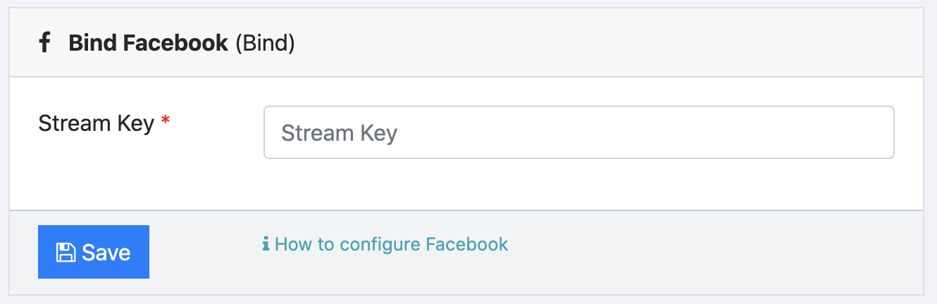 Image showing the form for binding the Facebook key to Live4.tv
